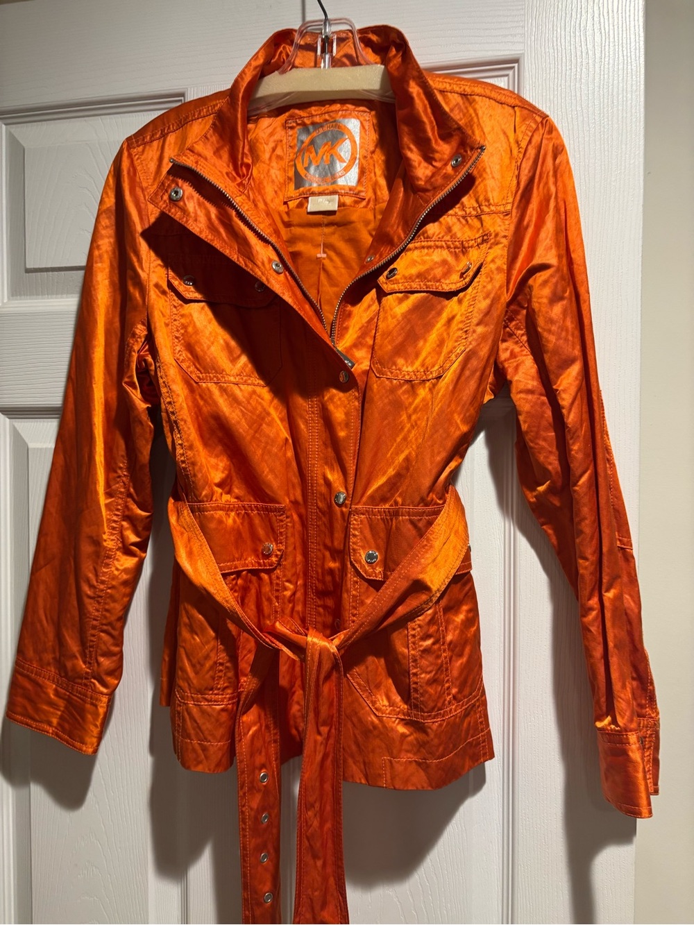 MK Orange Belted Shimmer Jacket